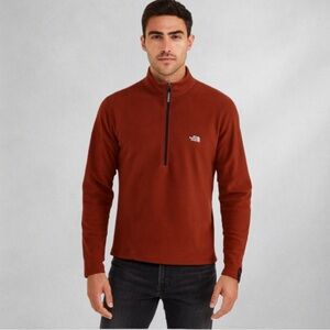 The North Face Quarter Zip Fleece Pullover Mens L XL Maroon Long Sleeves